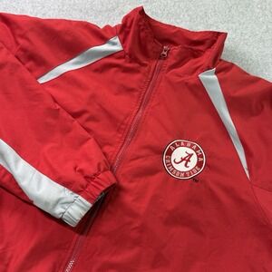Alabama Crimson Tide Jacket Men's Medium Red‎ Gray Full Zip Essex Fleece Lined